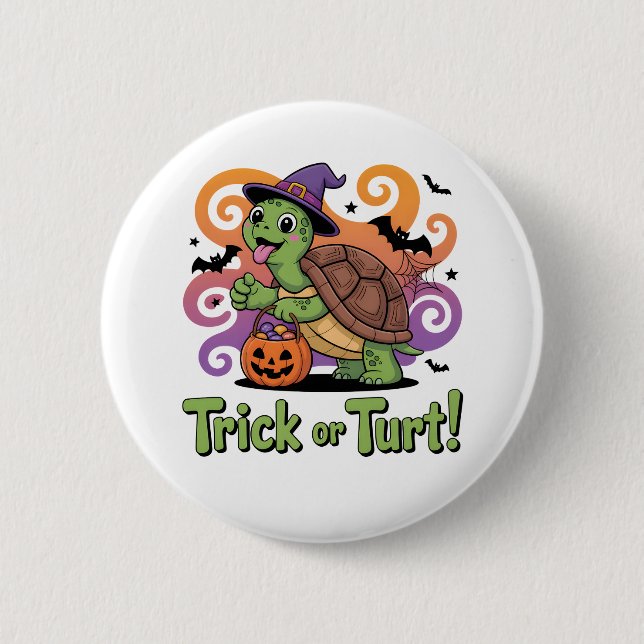 Trick eller Turt Funny Turtle Halloween Knapp (Framsida)