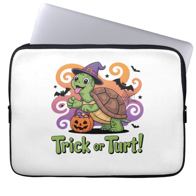 Trick eller Turt Funny Turtle Halloween Laptop Fodral (Framsidan)