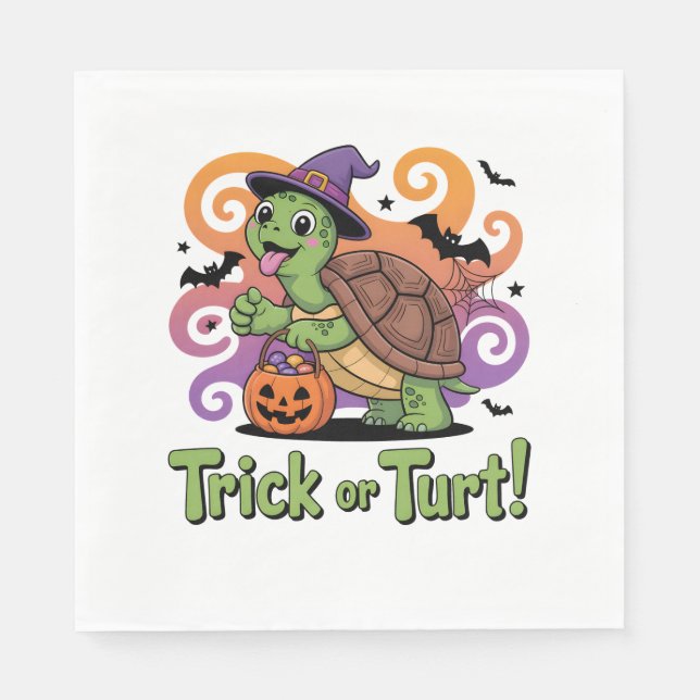 Trick eller Turt Funny Turtle Halloween Pappersservett (Framsidan)
