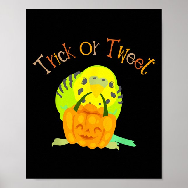 Trick eller Tweet Parakeet Budgie Mamma Halloween  Poster (Framsidan)