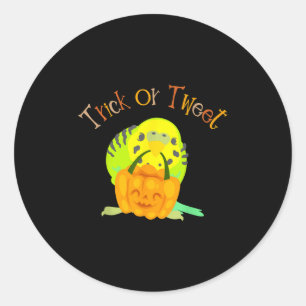 Trick eller Tweet Parakeet Budgie Mamma Halloween Runt Klistermärke