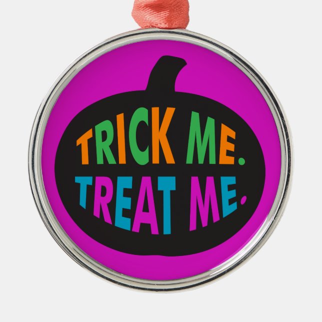 Trick Me Treat Me, Halloween Multi-Färg Julgransprydnad Metall (Framsidan)