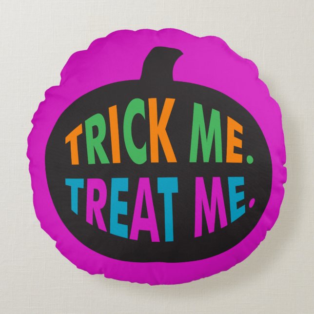 Trick Me Treat Me, Halloween Multi-Färg Rund Kudde (Framsidan)