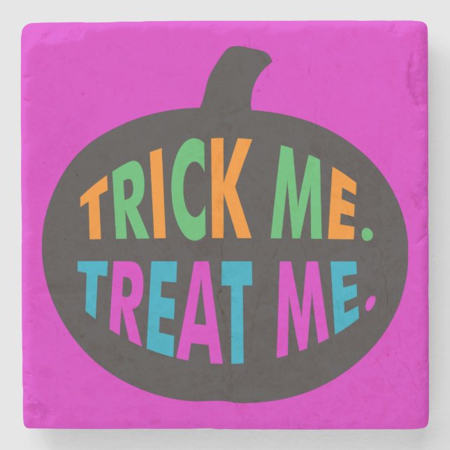 Trick Me Treat Me, Halloween Multi-Färg Stenunderlägg (Framsidan)