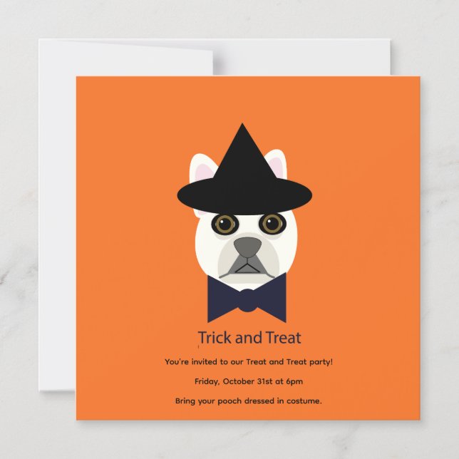 TRICK OCH TREAT FRENCHIE MAGNETISK INBJUDNINGSKORT (Framsida)