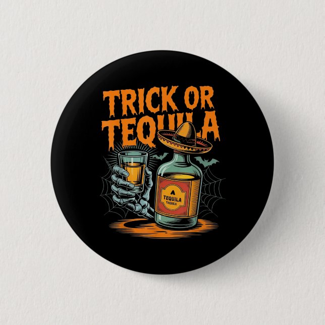 Trick or Bartender Män Kvinnor Rolig Halloween Knapp (Framsida)
