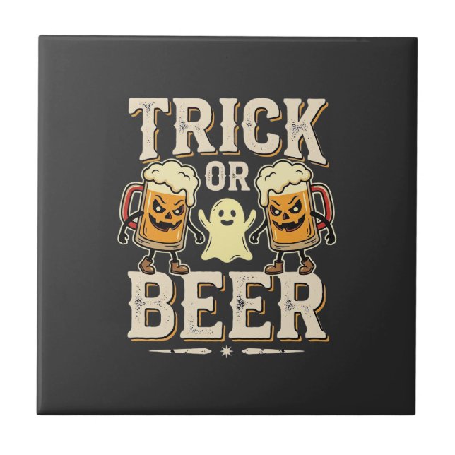Trick or Beer Halloween Öl Design_1 Kakelplatta (Framsidan)