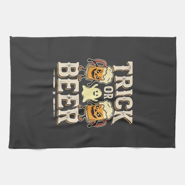 Trick or Beer Halloween Öl Design_1 Kökshandduk (Horisontell)