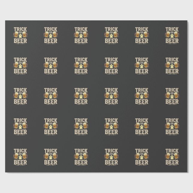 Trick or Beer Halloween Öl Design_1 Presentpapper (Platt)