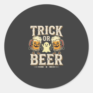 Trick or Beer Halloween Öl Design_1 Runt Klistermärke