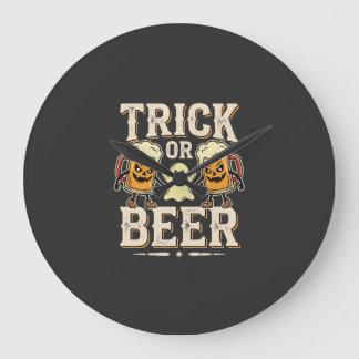 Trick or Beer Halloween Öl Design_1 Stor Klocka