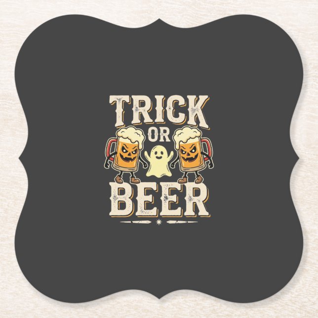 Trick or Beer Halloween Öl Design_1 Underlägg Papper (Framsida)