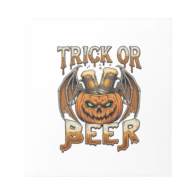 Trick Or Beer Halloween-pumpa Skelettvingar Mugg Anteckningsblock (Framsida)