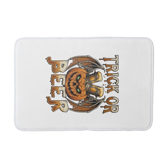 Trick Or Beer Halloween-pumpa Skelettvingar Mugg Badrumsmatta (Framsidan)