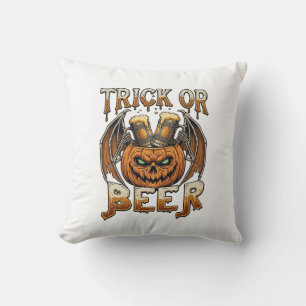 Trick Or Beer Halloween-pumpa Skelettvingar Mugg Kudde