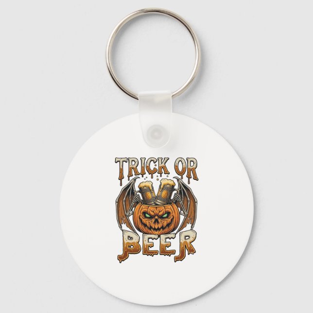 Trick Or Beer Halloween-pumpa Skelettvingar Mugg Nyckelring (Framsida)