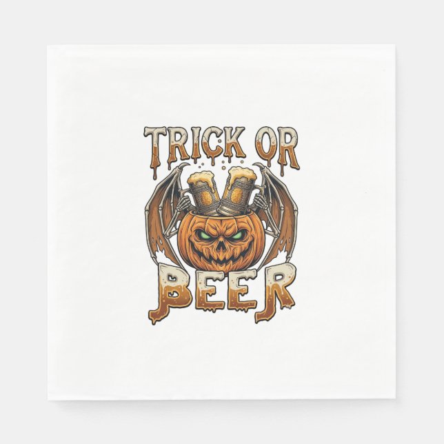Trick Or Beer Halloween-pumpa Skelettvingar Mugg Pappersservett (Framsidan)