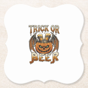 Trick Or Beer Halloween-pumpa Skelettvingar Mugg Underlägg Papper