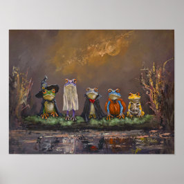 Trick or Croak handmålad halloween Poster
