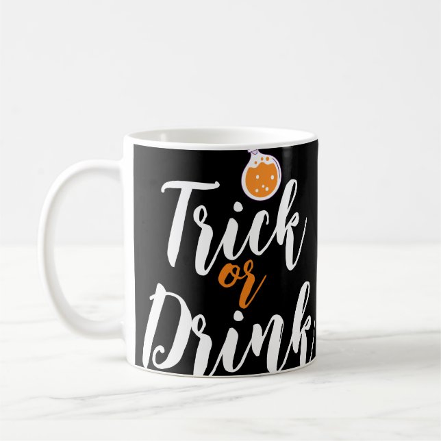 Trick Or Drink | Enkel Halloween kuslig pumpa Kaffemugg (Vänster)