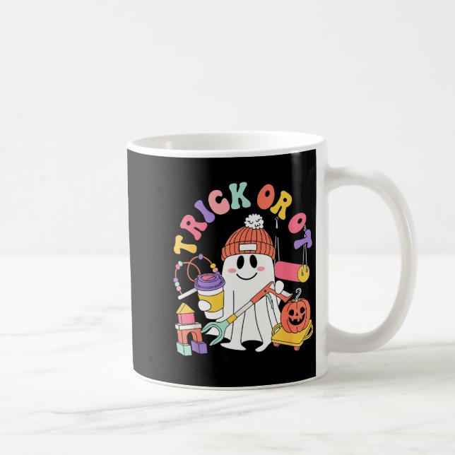 Trick Or Ot Arbetsterapeut Spöke Halloween W Kaffemugg (Höger)