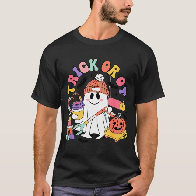 Trick Or Ot Occupational Therast Ghost Halloween W T Shirt (Framsida)