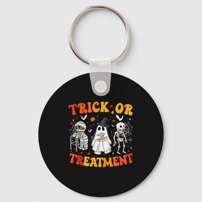 Trick Or Pt Fysioterapi Therast Halloween  Nyckelring (Framsida)