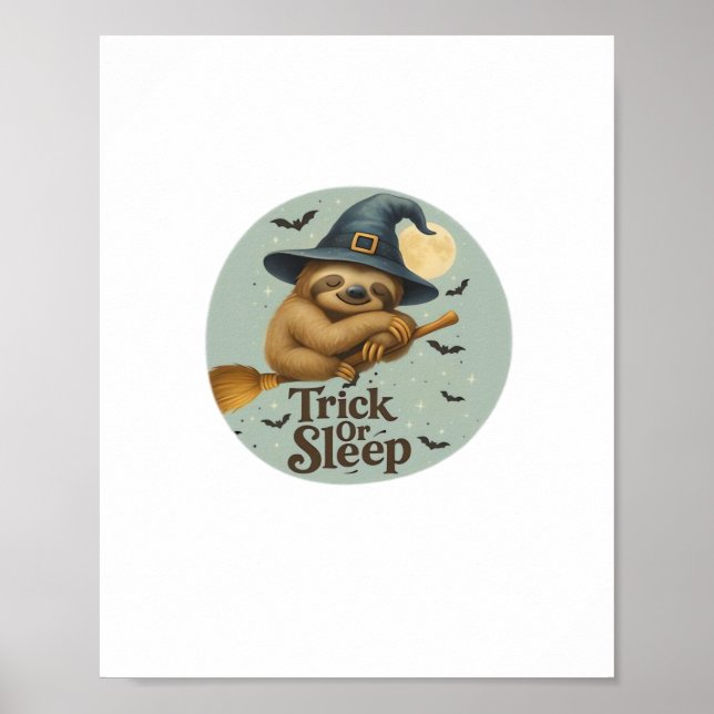 Trick or Sleep – Söt Häxa Sengångare Halloween Skä Poster (Framsidan)