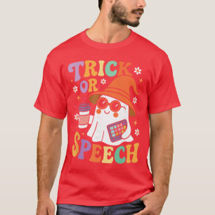 Trick or Speech Halloween SLP Retro talterapi T Shirt