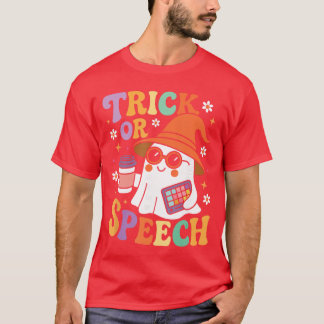 Trick or Speech Halloween SLP Retro talterapi T Shirt
