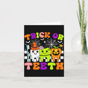 Trick Or Tänder Roliga Tandläkare Halloween Kostym Kort