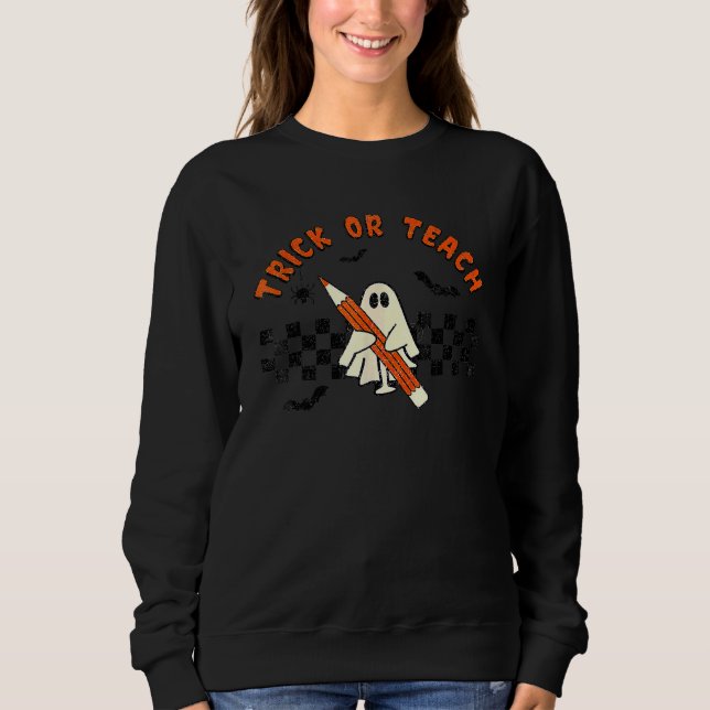 Trick Or Teach Cute Ghost  Teacher Halloween Costu T Shirt (Framsida)