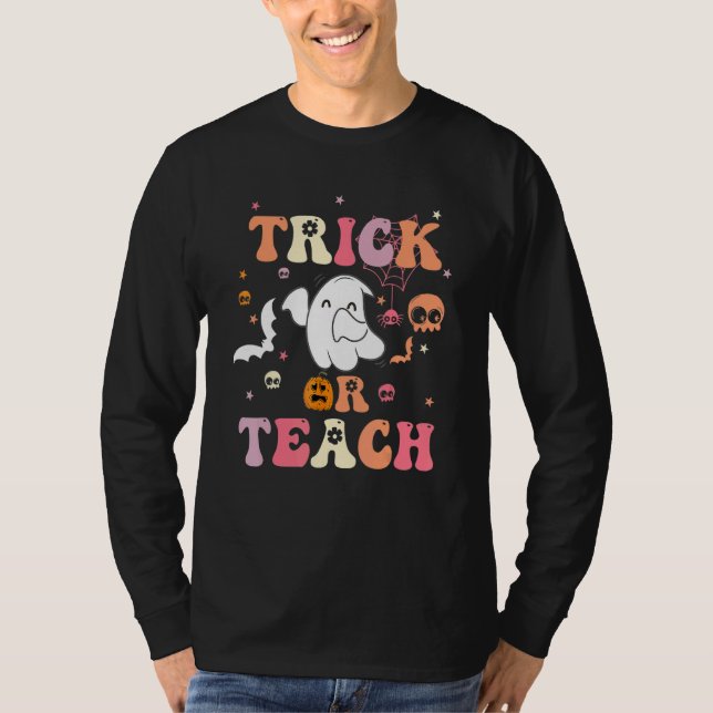 Trick Or Teach  Groovy Teacher Halloween Costume 2 T Shirt (Framsida)
