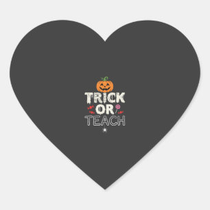 Trick or Teach Halloween-lärare Design (2)_1 Hjärtformat Klistermärke
