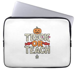 Trick Or Teach Halloween Lärare Vintage Vector De Laptop Fodral
