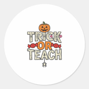 Trick Or Teach Halloween Lärare Vintage Vector De Runt Klistermärke