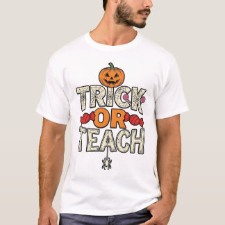 Trick Or Teach Halloween Lärare Vintage Vector De T Shirt