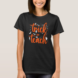 Trick Or Teach Halloween-pumpa Fladdermöss Spöke T Shirt