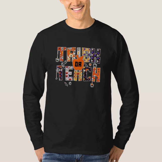 Trick Or Teach  Lärar Halloween-kostym T Shirt (Framsida)
