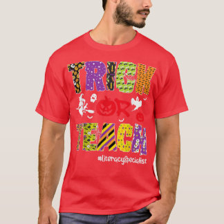 Trick Or Teach Literacy Specialist Halloween Skele T Shirt