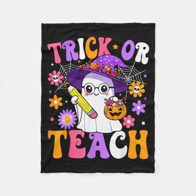 Trick Or Teach Teacher Ghost Teaching Fun Hallowee Fleecefilt (Framsidan)