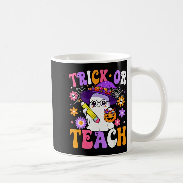 Trick Or Teach Teacher Ghost Teaching Fun Hallowee Kaffemugg (Höger)