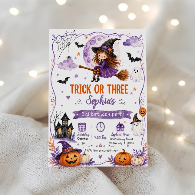 Trick or Three 3-års födelsedag Inbjudningar (Skapare uppladdad)