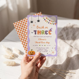 Trick or Three Boo-Day Roligt Födelsedagsinbjudan Inbjudningar