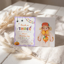 Trick or Three Boo-Day Roligt Födelsedagsinbjudan Inbjudningar