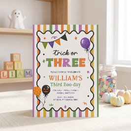Trick or Three Färgglad Födelsedagsinbjudan Inbjudningar
