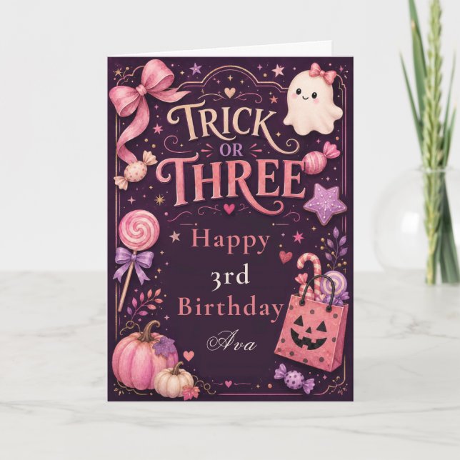 Trick or Three Födelsedagskort Kort (Framsida)