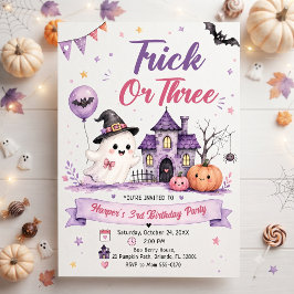 Trick or Three Halloween Födelsedagsfest Inbjudningar