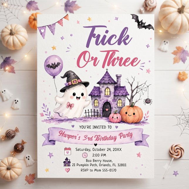 Trick or Three Halloween Födelsedagsfest Inbjudningar (Skapare uppladdad)