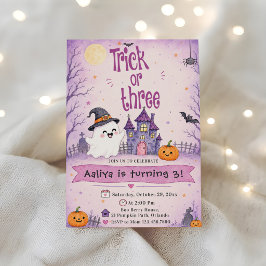 Trick Or Three Halloween Födelsedagsfest Inbjudningar